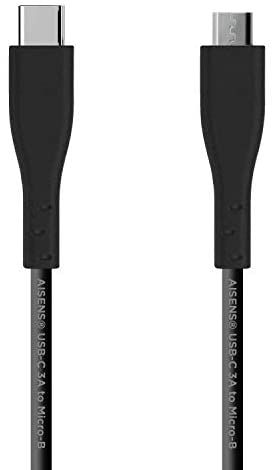 Câble USB 2.0 AISENS 3A, type C vers Micro B, noir, 1m