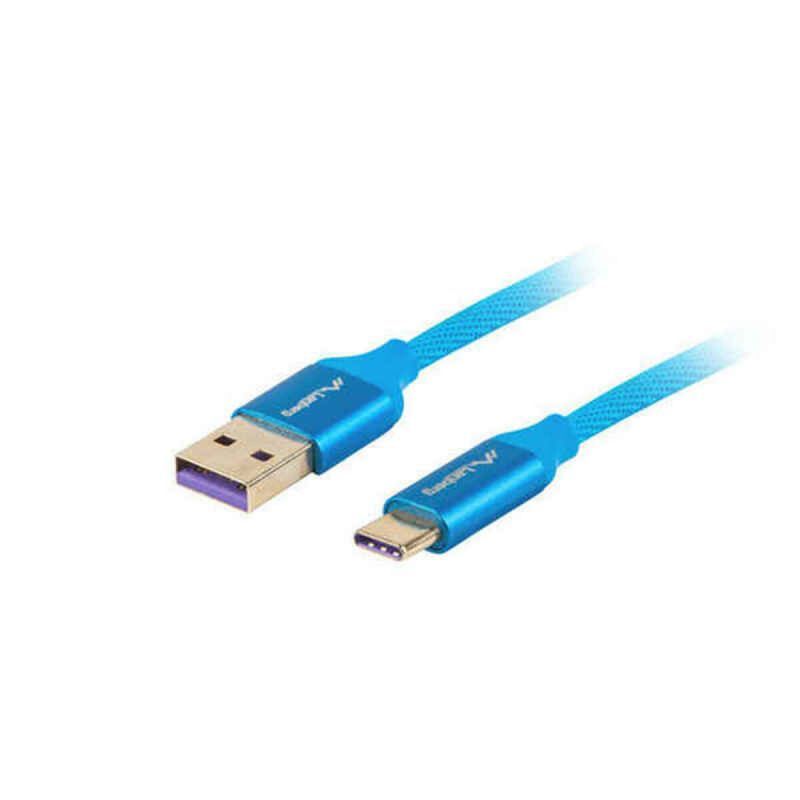 Lanberg USB 2.0 Male to USB-C Male 5A 1m Cable - Blue