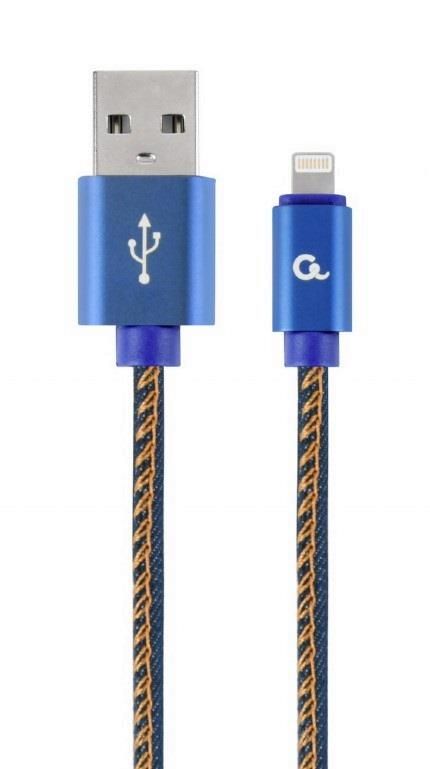 Cable Gembird USB Tipo C (Conexiones metálicas, funda de nylon azul vaquero)