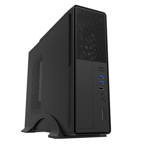 Unykach UK-2010 MicroATX Slim Computer Case - SFX 450W PSU - 2x USB 3.0, 1x USB 2.0, Audio, Mic, and Front-Facing Card Reader