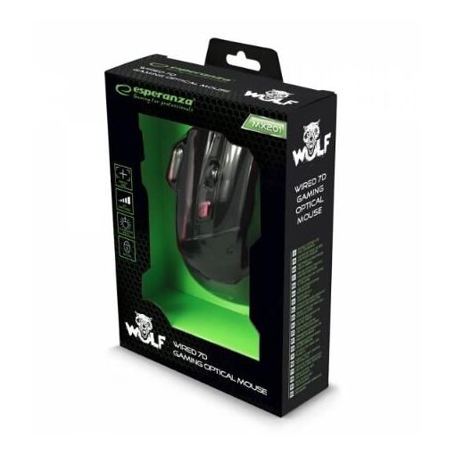 Souris de jeu filaire Esperanza EGM201R - Loup - Rouge