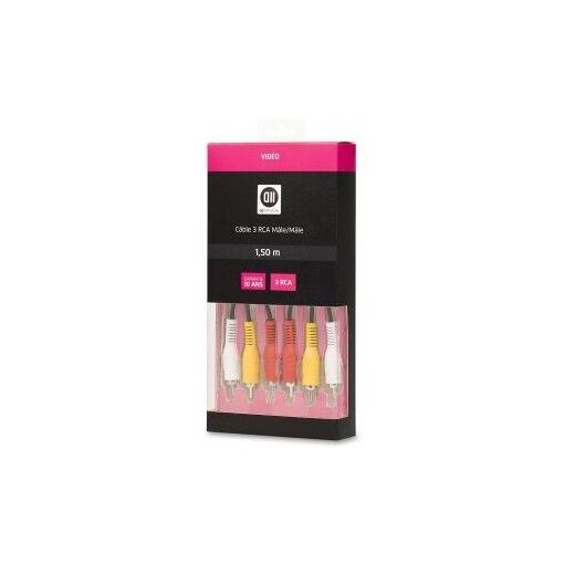 Câble 3 RCA mâle/mâle D2 Diffusion, 1,5 mètre