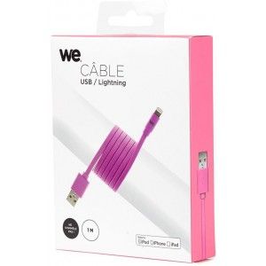 WE Flat USB/Lightning Cable - Fuchsia