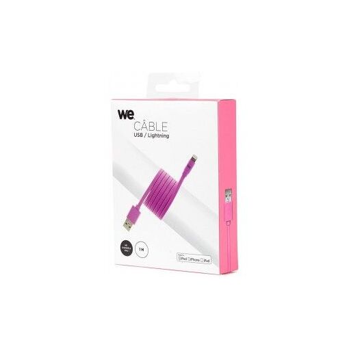 WE Flat USB/Lightning Cable - Fuchsia
