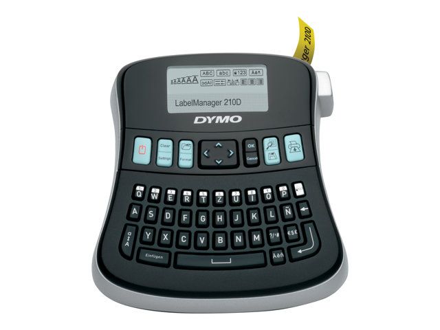Dymo LabelManager 210d Label Printer - Black and White - Thermal Transfer - 1.2cm Roll - 180dpi - Cutting Tool - 1 or 2 Line Printing