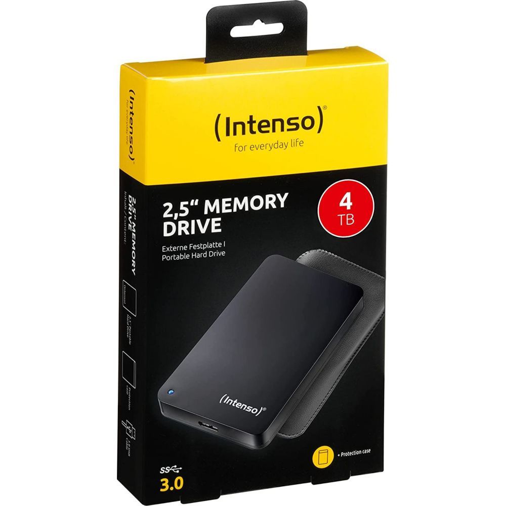 Intenso 4TB External Portable Hard Drive - USB 3.0 - 5400 RPM - 8MB Buffer - Black
