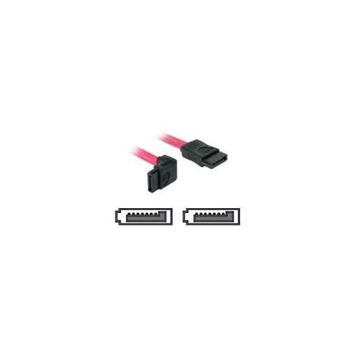 Delock SATA Cable - 50cm, Right Angle and Straight Connectors, Red