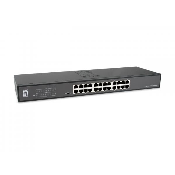 LevelOne 24-Port Gigabit Switch, Rack Mount, 1U, Black