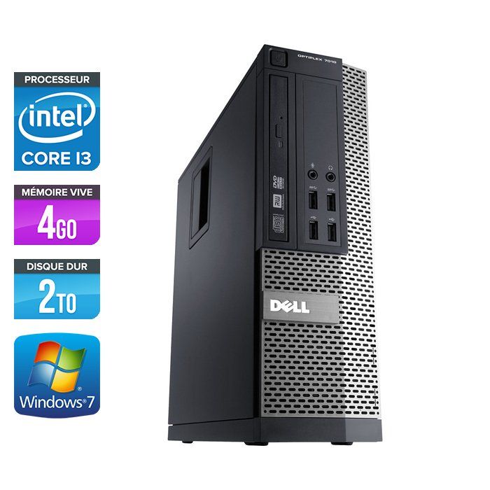 Dell Optiplex 790 SFF - Intel Core i3-2120, 3.30 GHz - 4GB RAM - 2TB HDD - DVDRW - Gigabit Ethernet - Windows 7 Pro