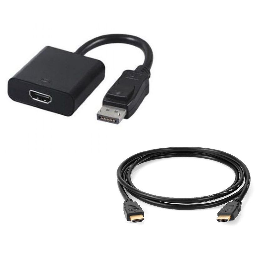 DisplayPort to HDMI Adapter + 2m HDMI Cable