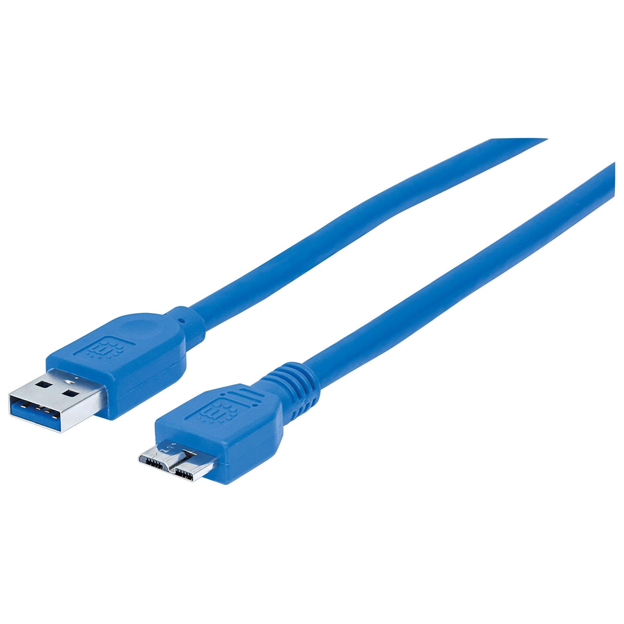 IC Intracom Manhattan USB 3.2 Gen 1 (3.1 Gen 1) 3m A to Micro-B Cable - Blue