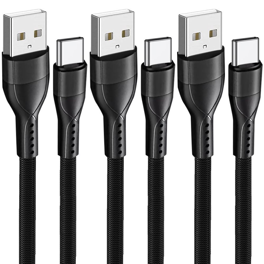Câble USB-C rapide E.F.Connection (3A, 1m) en nylon tressé - Noir