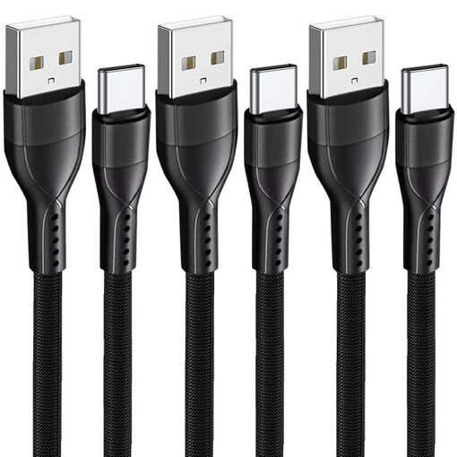 E.F.Connection 3x Fast 3A USB-C to Micro USB Cable (1M) - Black