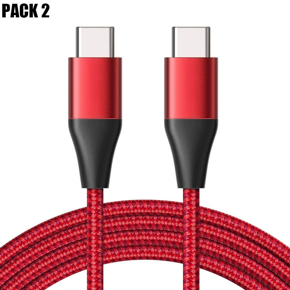 E.F.Connection USB-C to USB-C Cable, 2 Pack - Red, 1 Meter
