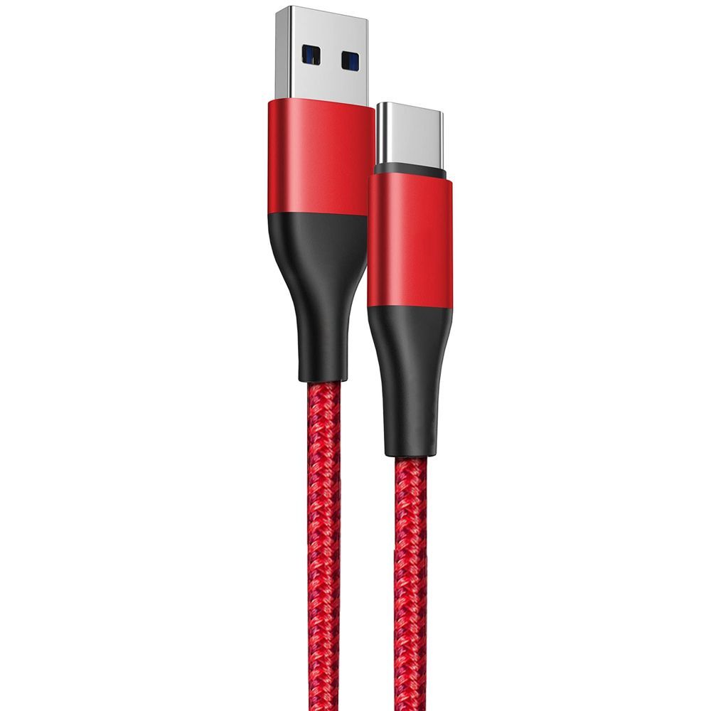 E.F.Connection USB-C Rapid Cable - 1M Red Braided Nylon for Samsung Galaxy S Series