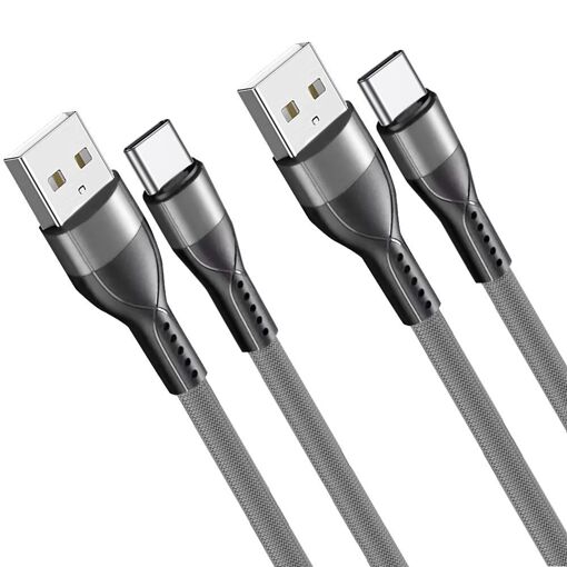 E.F.Connection 2-Pack Quick Charge 3A USB-C Cable (1m) - Grey