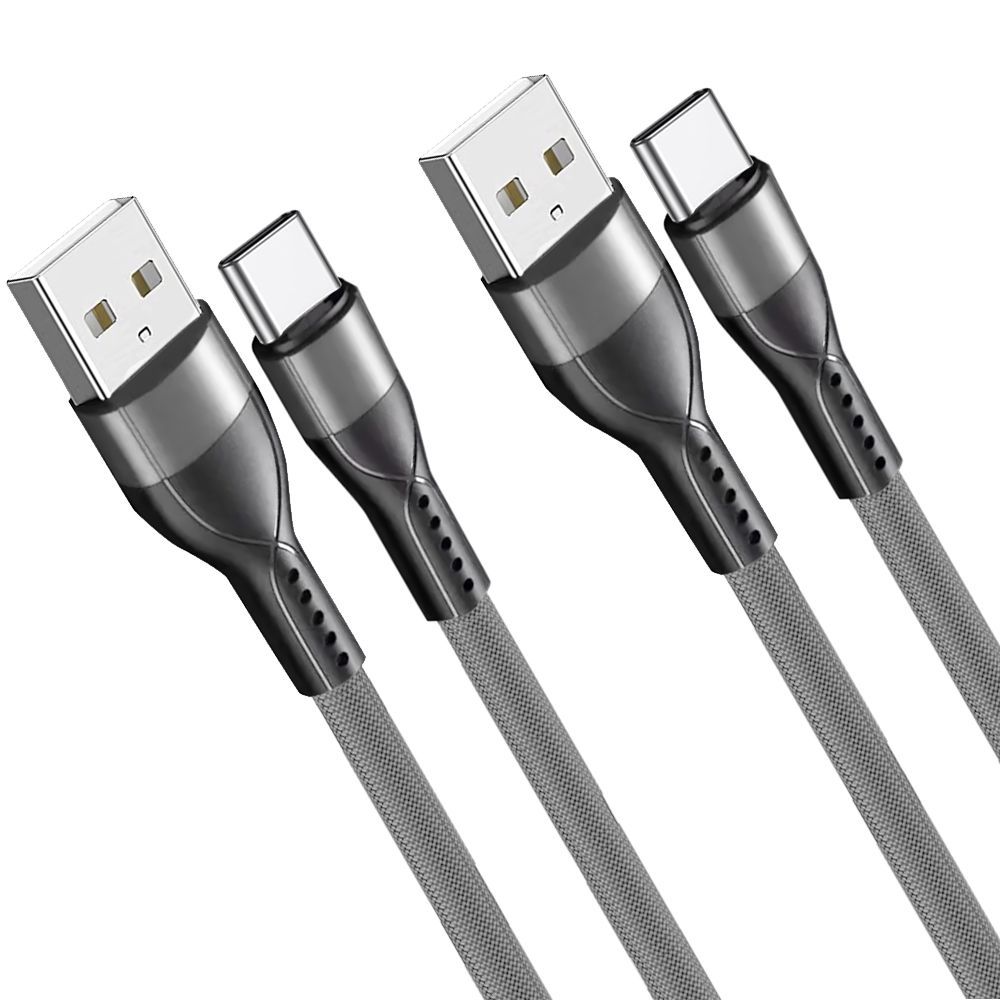 E.F.Connection 2-Pack Quick Charge 3A USB-C Cable (1m) - Grey