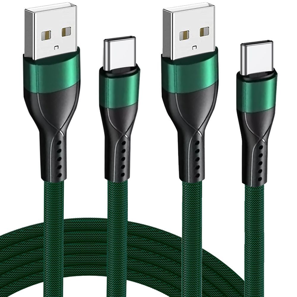OPPO USB-C Nylon Charging Cables (2 Pack) - 1 Meter Green