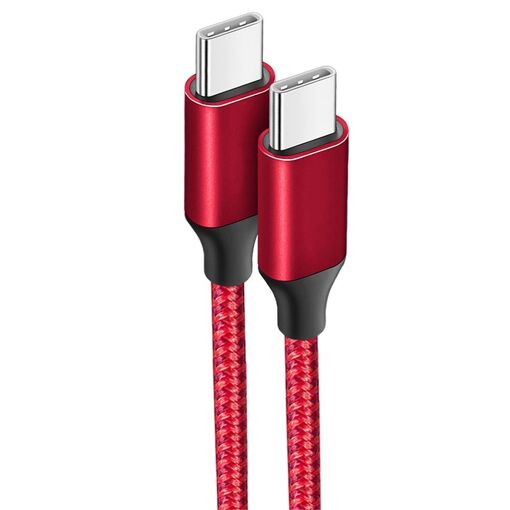 Câble USB-C vers USB-C Rapide 3A pour Samsung Galaxy M13, M23 5G, M32, M33, M52 5G - Nylon Renforcé Rouge 1M
