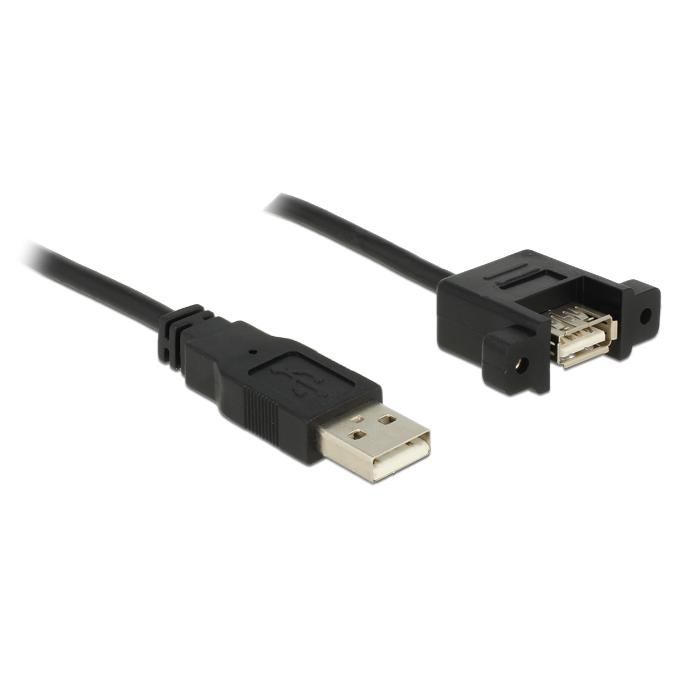 Delock USB Cable Extension - 1m, USB 2.0, Black