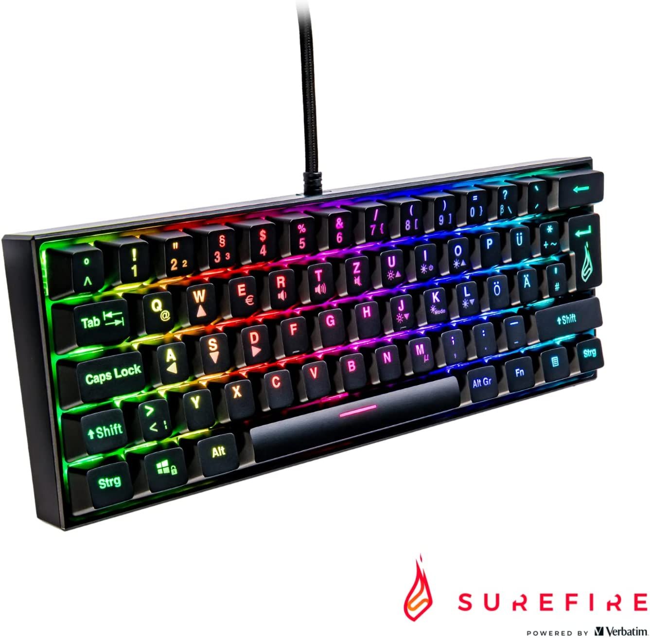 Verbatim M1 RGB USB Gaming Keyboard (German QWERTZ, Black)