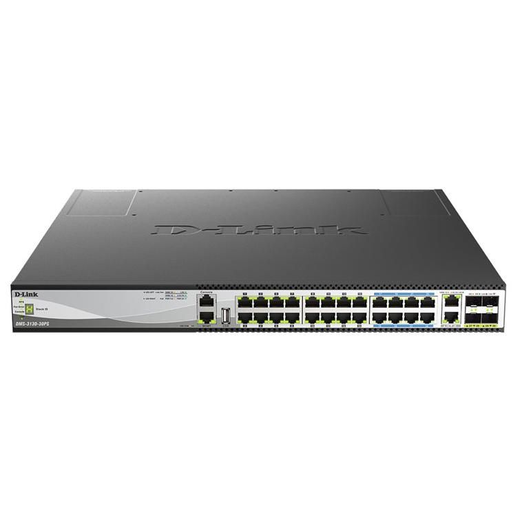 D-Link DMS-3130-30PS Managed Switch - 16 x 10/100/2.5G (PoE+) + 8 x 10/100/2.5G/5G (PoE++) + 2 x 10/100/2.5G/5G/10GBase-T + 4 x 10G/25G SFP28
