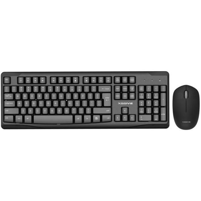XSUS Wireless Keyboard and Mouse Kit - 2-in-1 - Black - USB Nano Receiver - 2.4GHz