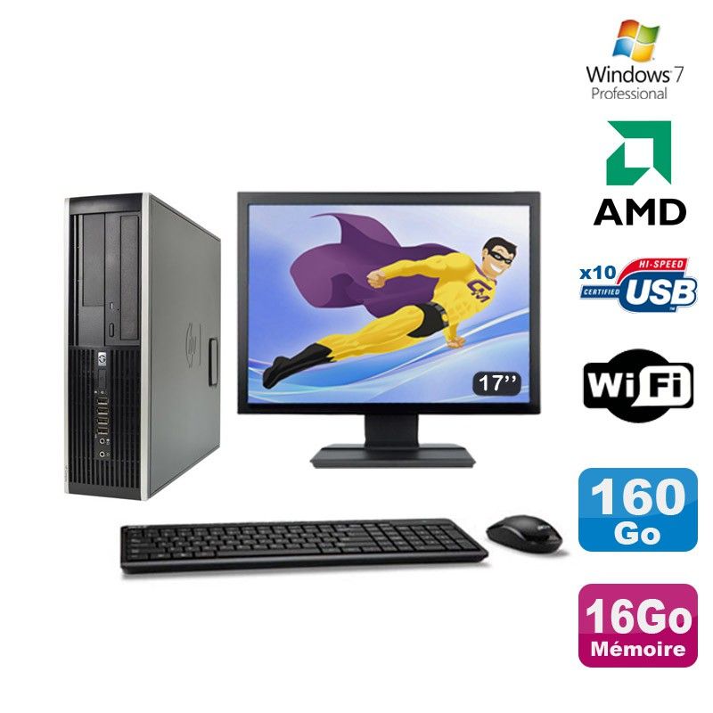 HP Compaq 6005 Pro SFF Desktop PC - AMD 3GHz, 16GB RAM, 160GB HDD, DVD Burner, WiFi, Windows 7 Pro