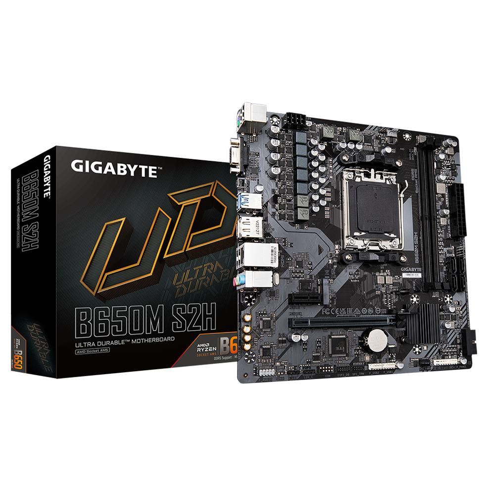 Carte mère Gigabyte B650M S2H - Série AMD Ryzen 9000, VRM 5+2+2 phases, jusqu'à 6400 MHz DDR5 (OC), 1x PCIe 4.0 M.2