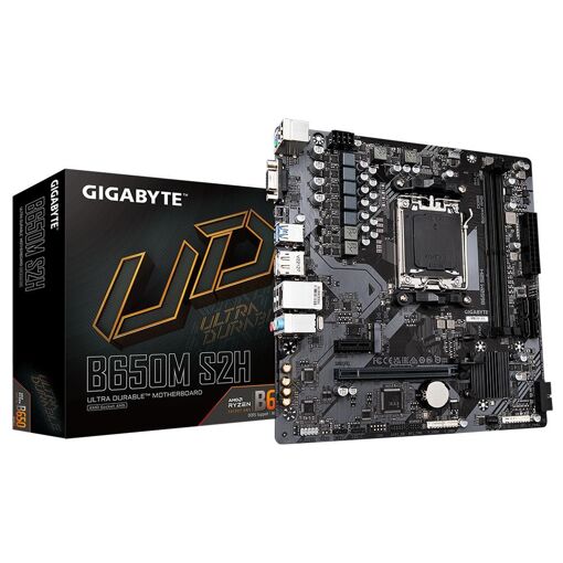 Tarjeta madre Gigabyte B650M S2H - Serie AMD Ryzen 9000, VRM de 5+2+2 fases, hasta 6400 MHz DDR5 (OC), 1x PCIe 4.0 M.2