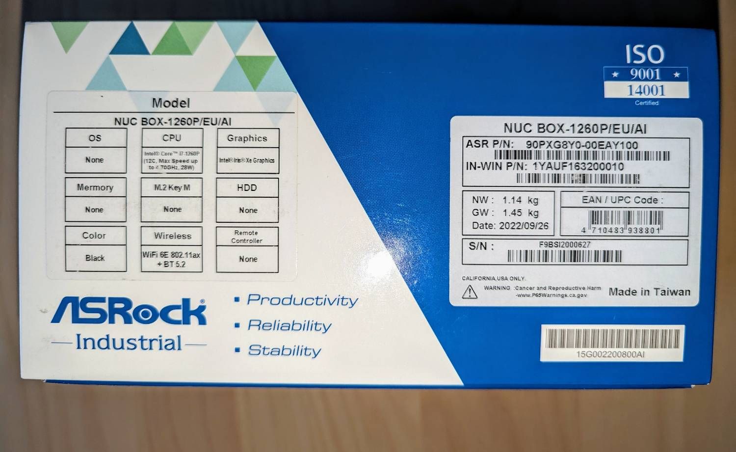 ASRock NUC Box-1260P (Intel Core i7-1260P), Barebone