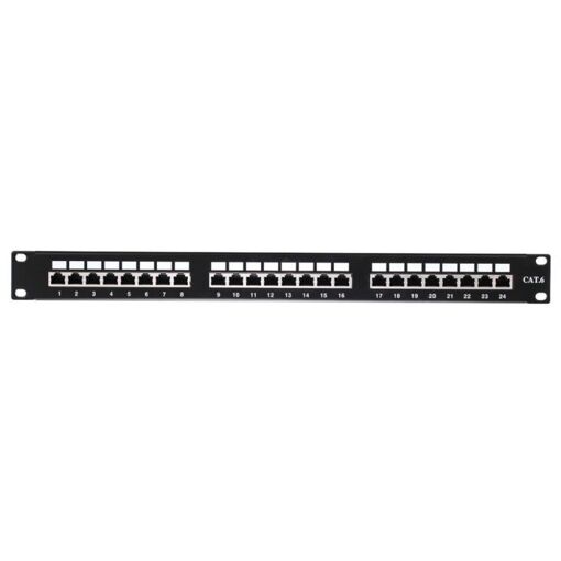 Panel de interconexión Netrack 104-07 de 19 pulgadas con 24 puertos Cat. 6 FTP, negro