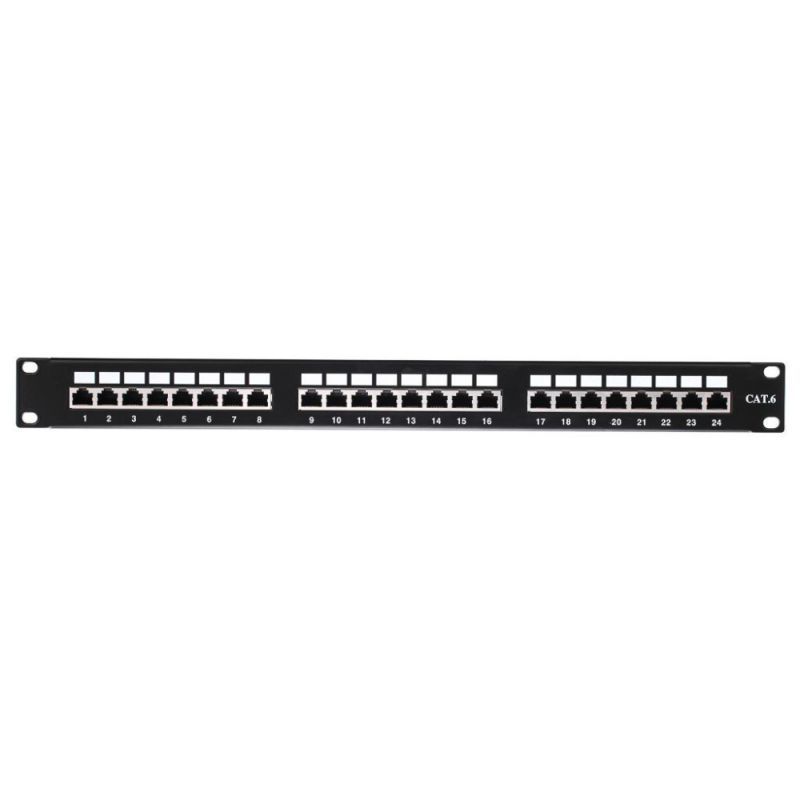 Netrack 104-07 19-Inch 24-Port Cat. 6 FTP Rack Mount Panel, Black