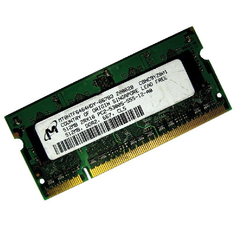 Micron 512GB DDR2 SODIMM RAM (MT8HTF6464HDY-667B3)