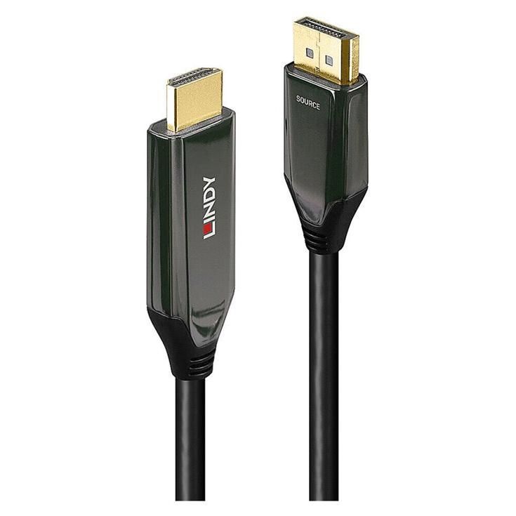 Adaptador Lindy DisplayPort a HDMI - 3 m, Negro, Compatibilidad con 8K60Hz y 4K120Hz