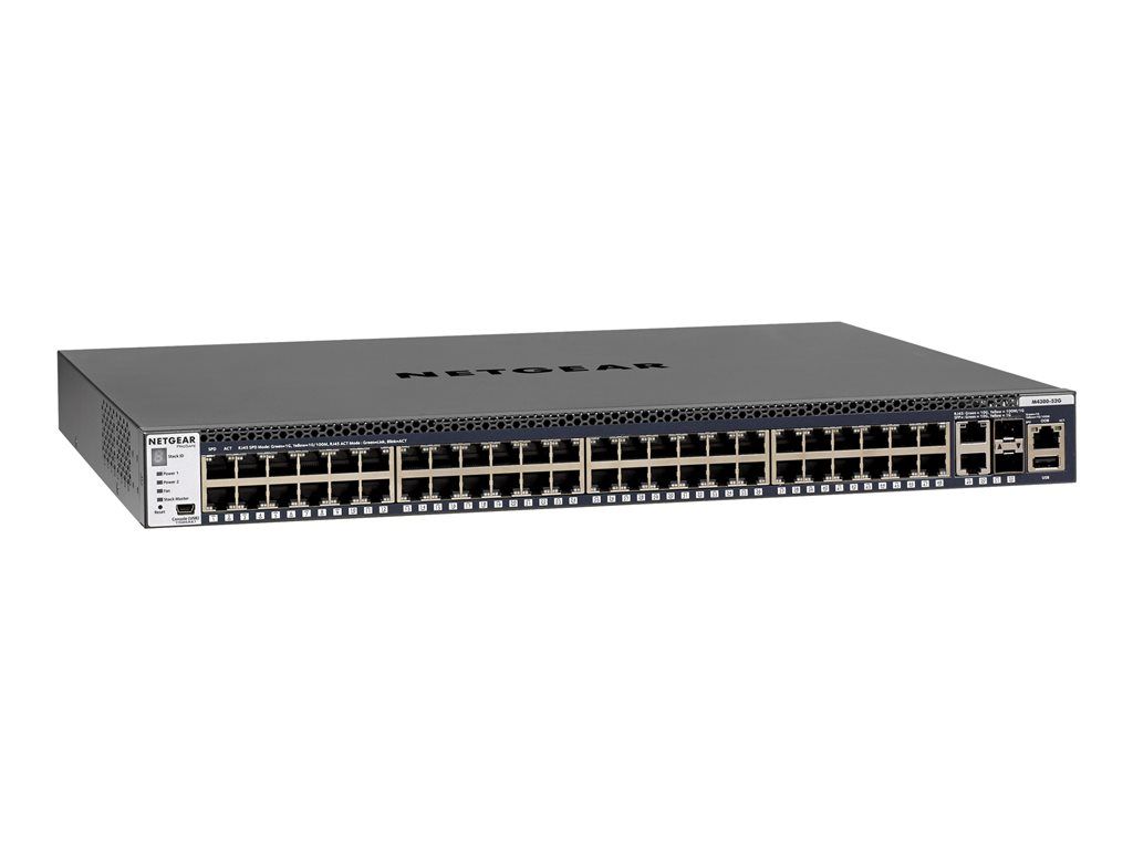 Netgear M4300-52G - Managed Switch - C3 - 2x10/100/1000/10000 + 2x10 Gigabit SFP+ + 48x10/100/1000 - Air Cooling - Rack-mount
