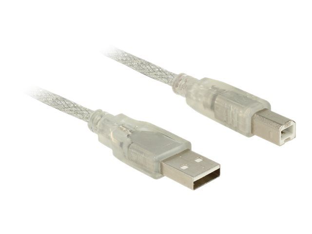Delock USB Cable - USB Type B (M) to USB (M) - USB 2.0 - 3 ft - Transparent