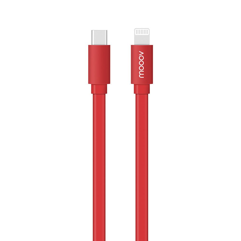 Mooov MFI / USB-C Flat Cable 1m - Bright Red