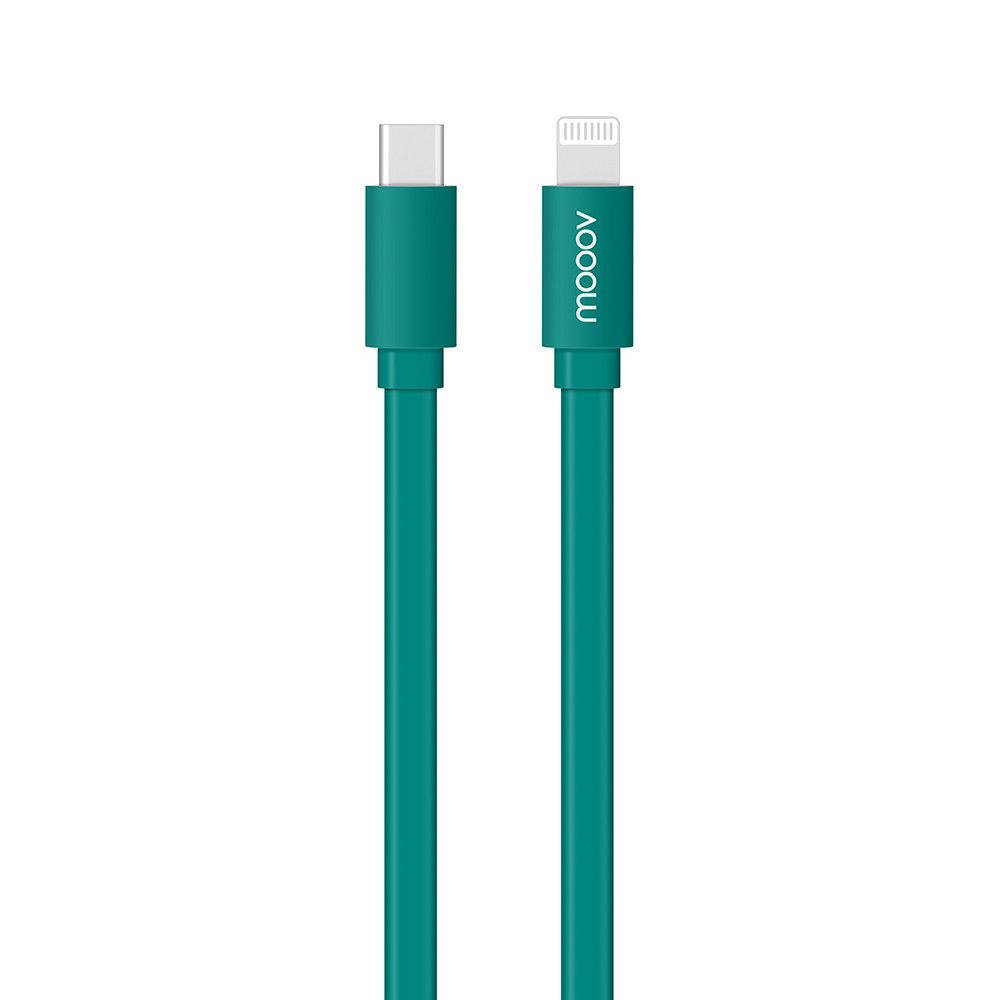 Mooov MFI / USB-C Flat Cable 1m - Quetzal Green