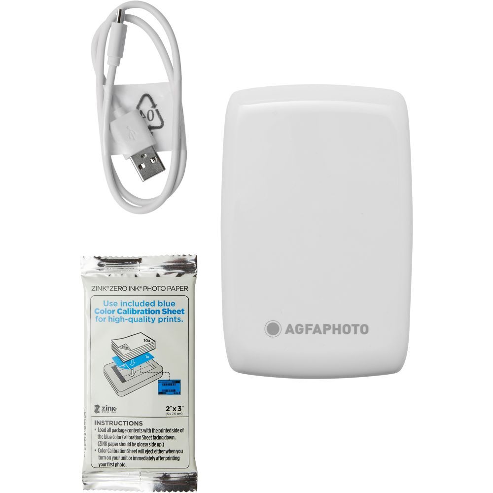 AgfaPhoto Mini P.2 - Portable Instant Print Zink Printer - Easy & Quick Printing - No Ink Photo Printer 75x50mm for Smartphones & Tablets