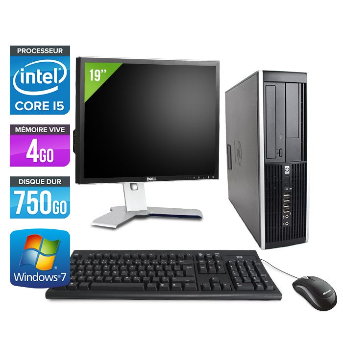 HP Elite 8300 SFF Desktop PC + 19'' Monitor - Intel Core i5-3470 / 3.20 GHz - 4GB RAM - 750GB HDD - DVDRW - Gigabit Ethernet - Windows 7 Pro