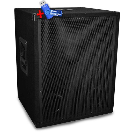 BM Sonic Professional Passive Subwoofer 15"/38cm - 600W with Speakon/RCA and Banana Plug Inputs + USB 32GB Key
