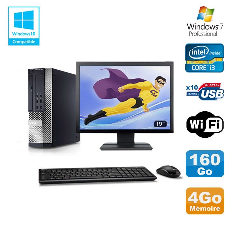 Dell Optiplex 790 SFF PC - Intel Core i3-2120, 4GB RAM, 160GB HDD, 19" Screen