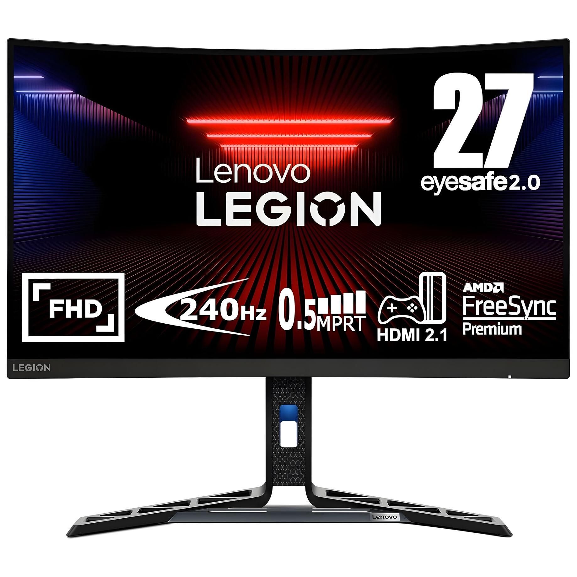Lenovo Legion R27fc-30 - Écran LED - jeux - incurvé - 27" - 1920 x 1080 Full HD (1080p) @ 240 Hz - VA - 350 cd/m² - 3000:1 - 0.5 ms - HDMI, DisplayPort - haut-parleurs - noir corbeau