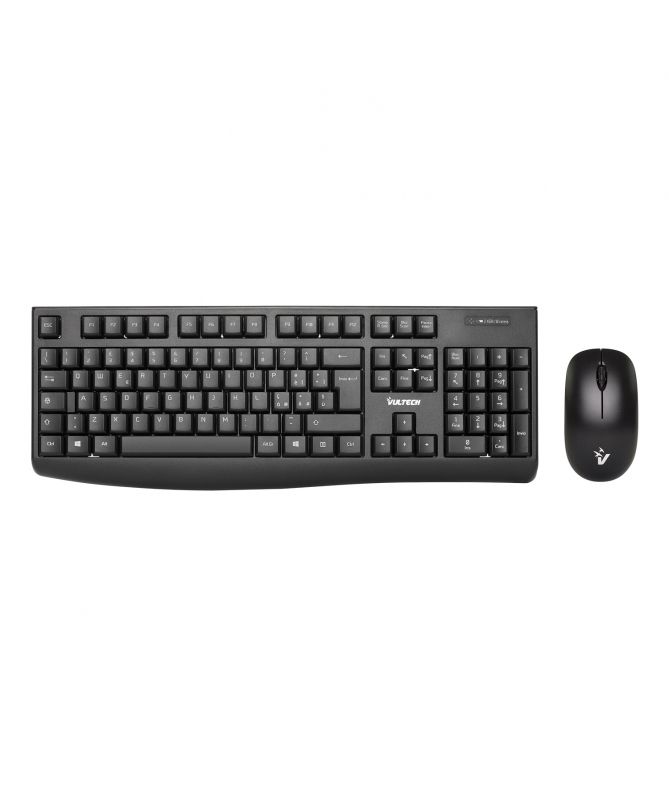 Vultech KM-821W Wireless Keyboard with Mouse, QWERTY Layout, Black