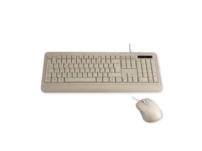 Set de teclado y ratón MCL - Bioplástico - AZERTY - Beige Terrazzo