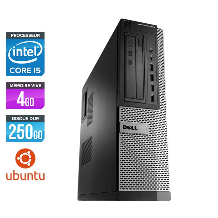 Dell Optiplex 790 Desktop - Intel Core i5, 3.1GHz - 4GB RAM - 250GB HDD - DVD - Gigabit Ethernet - Linux - Ubuntu