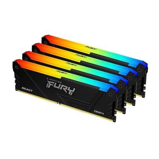 Kit Kingston FURY Beast RGB de 128 GB DDR4 (4x32 GB) - 3600 MT/s CL18