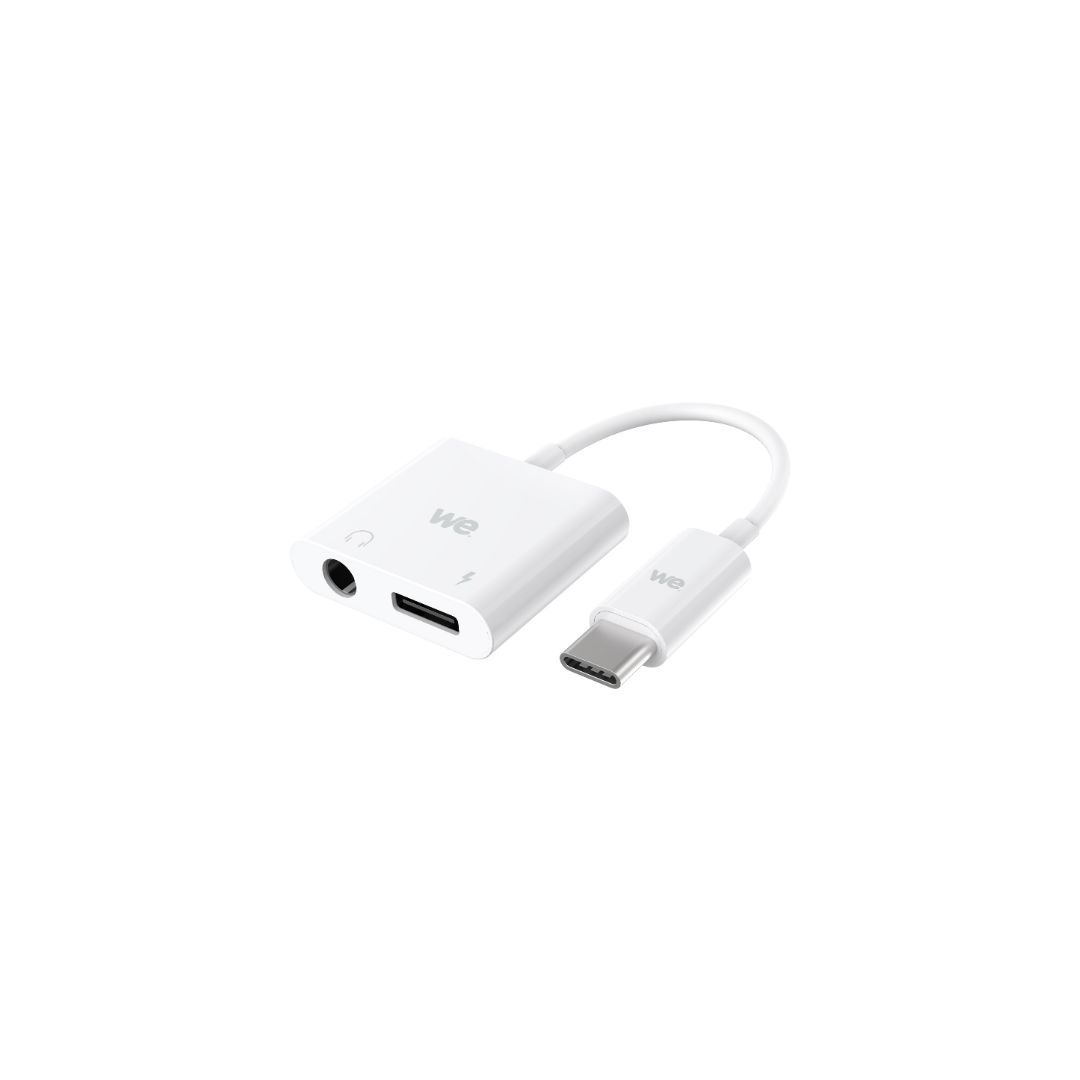 WE USB-C to USB-C and 3.5mm Jack Female Adapter, 2-in-1 Charging and Audio Adaptor for USB-C Devices