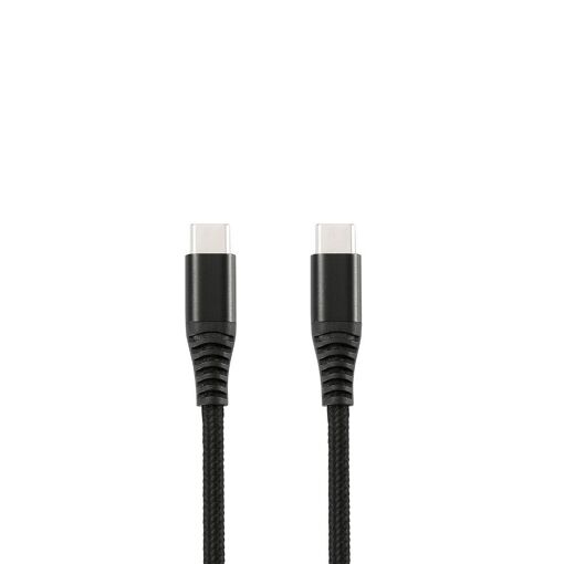 Câble WE USB-C mâle/USB-C mâle/mâle en nylon tressé 1,50m, 100W de charge, USB 2.0, noir et blanc